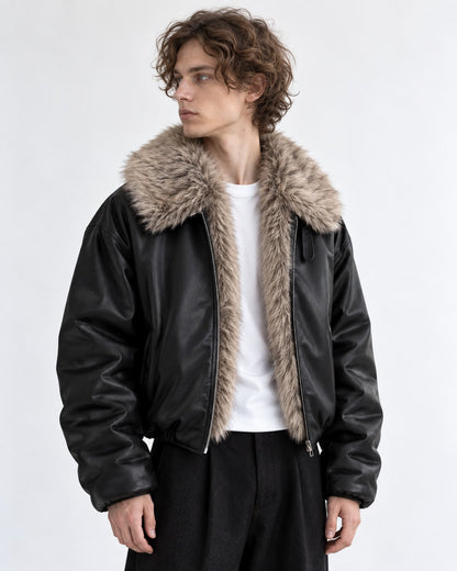 Shawl Fur-Collar Cropped Jacket