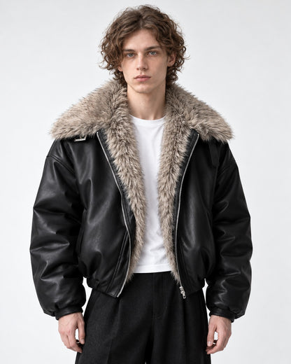 Shawl Fur-Collar Cropped Jacket