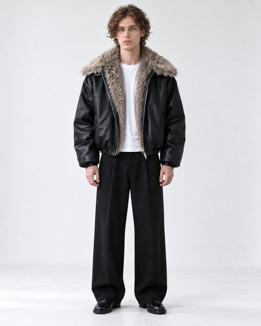 Shawl Fur-Collar Cropped Jacket