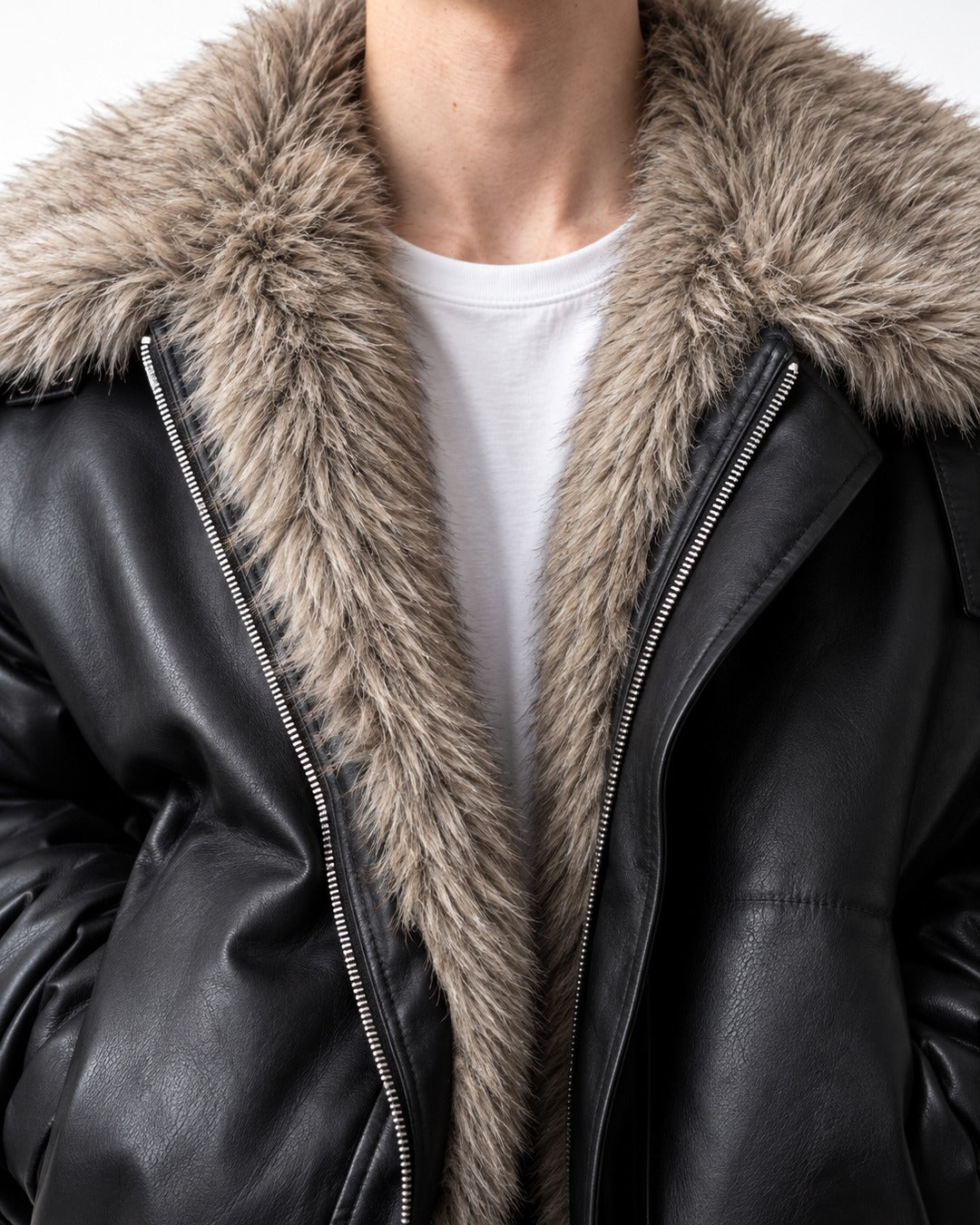 Shawl Fur-Collar Cropped Jacket