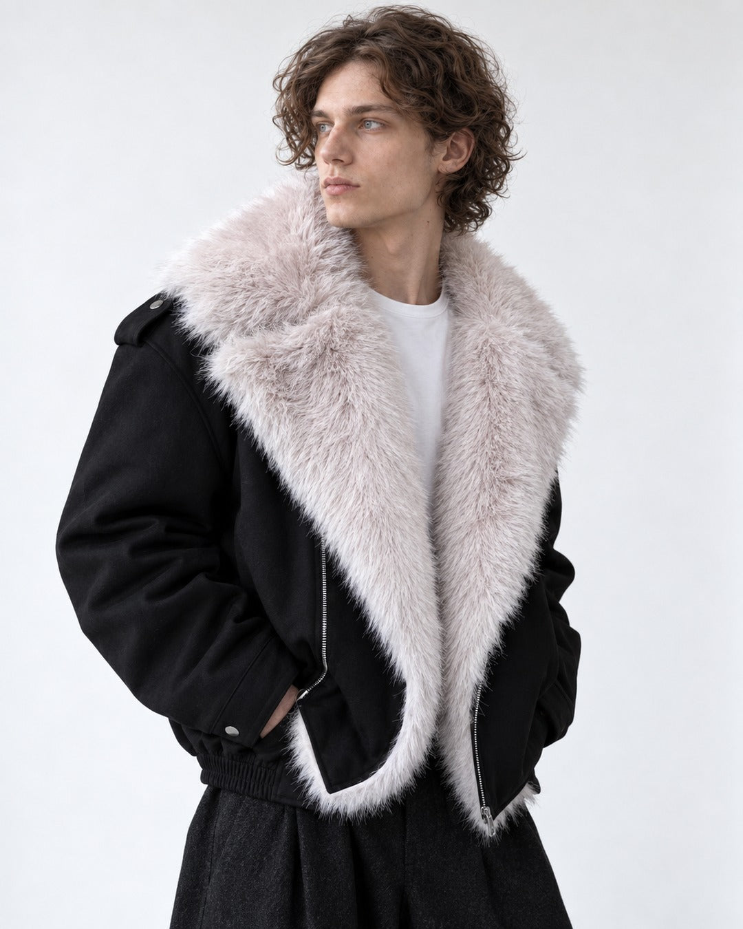 Oversized Lapel Moto Jacket