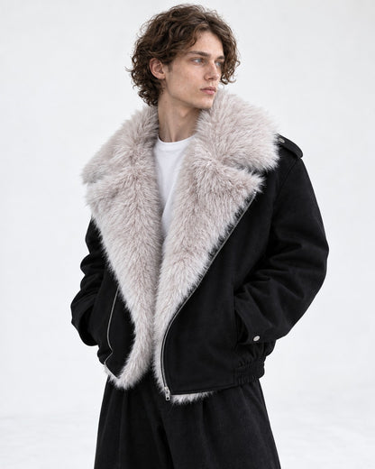 Oversized Lapel Moto Jacket