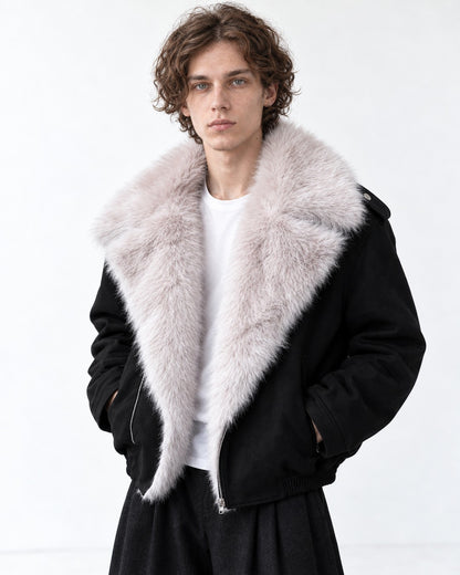 Oversized Lapel Moto Jacket