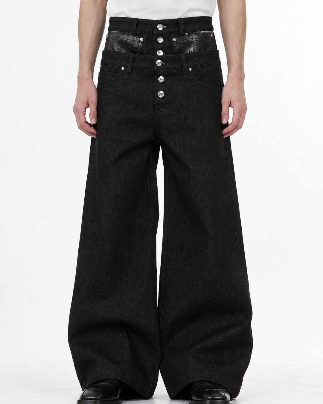 Double Waistband Denim Pants