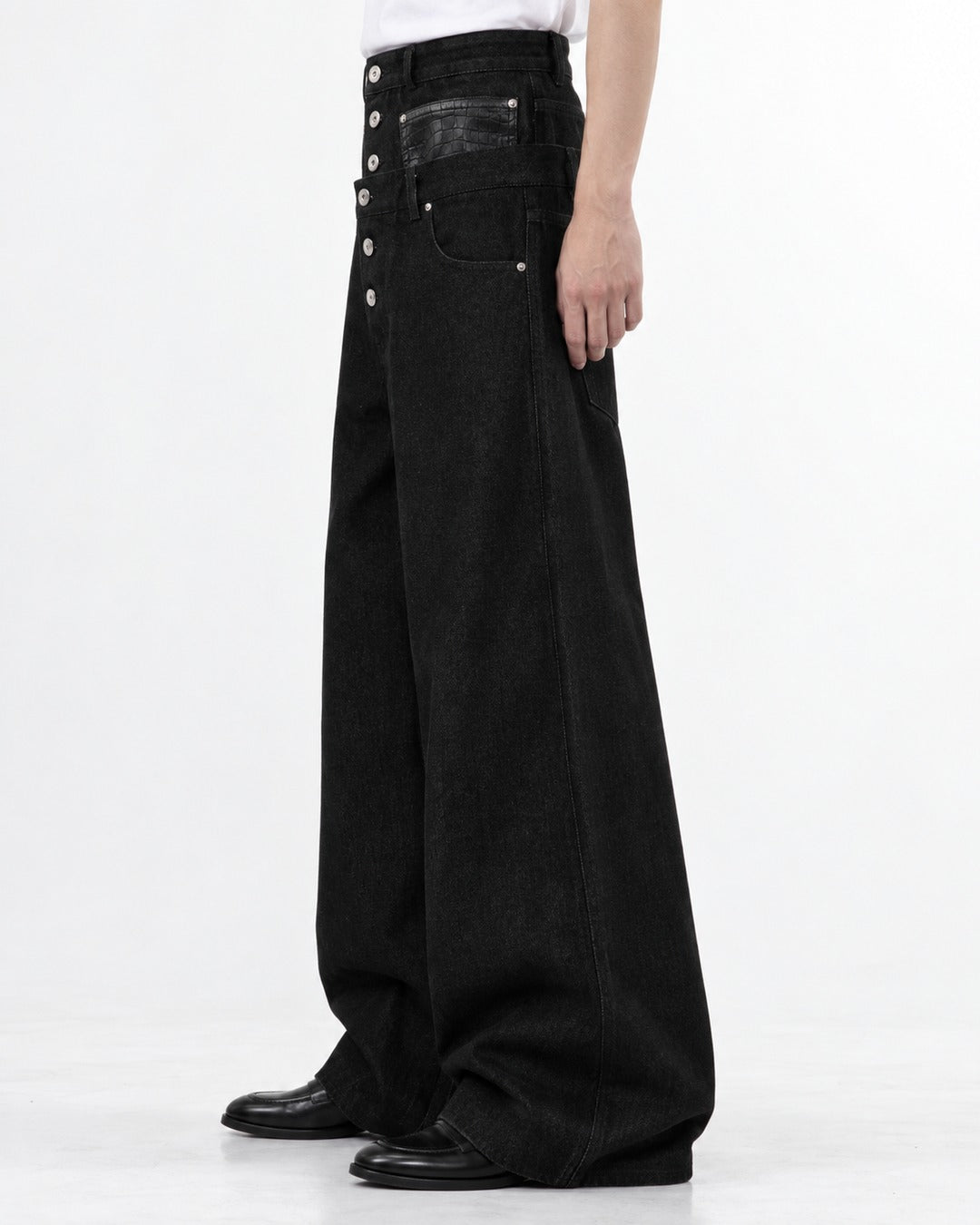 Double Waistband Denim Pants