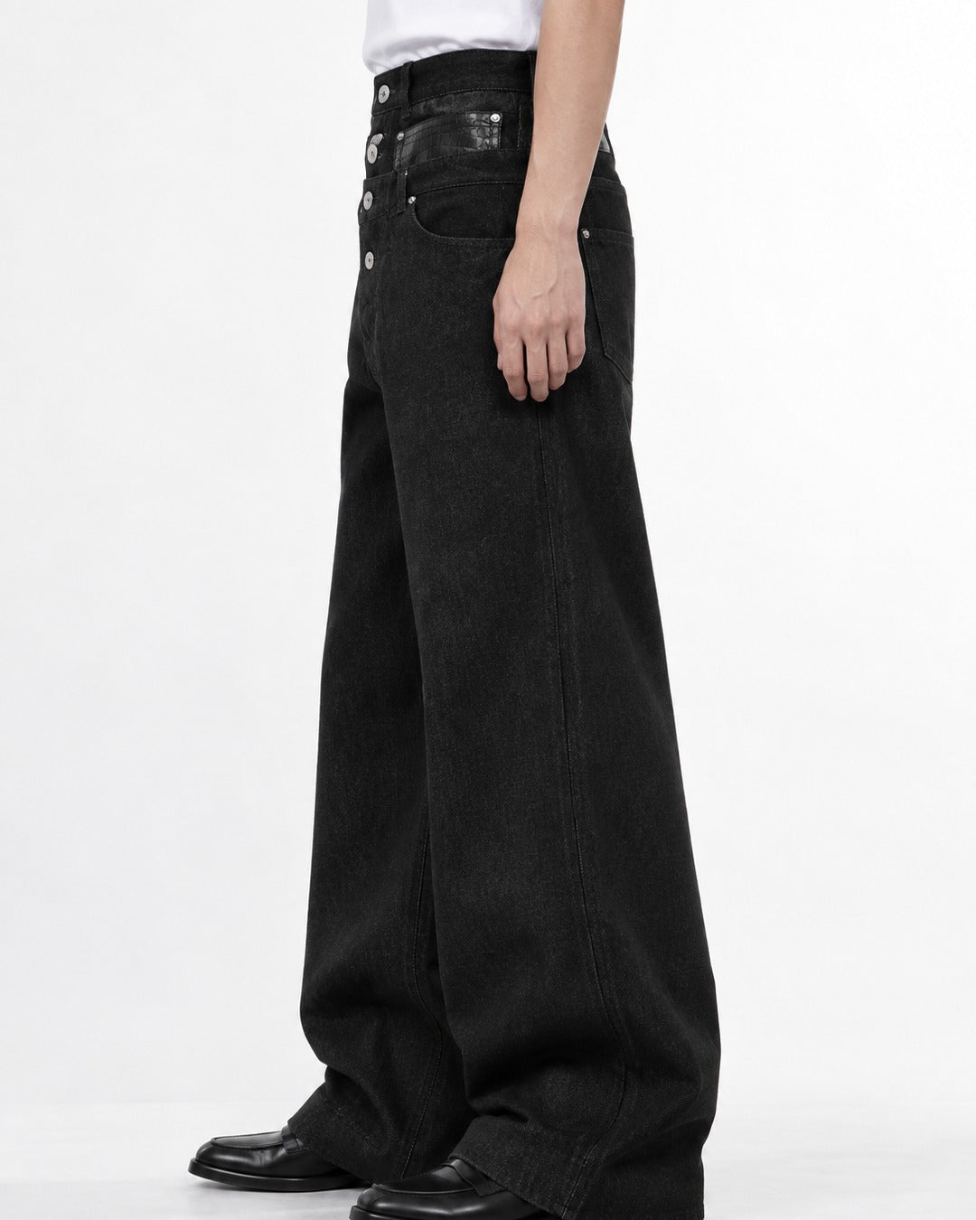 Double Waistband Denim Pants