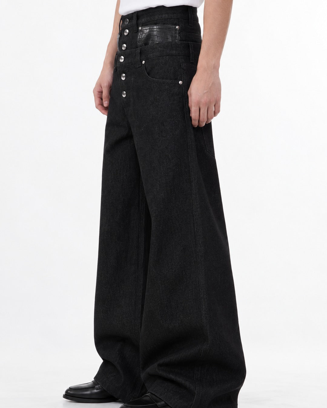 Double Waistband Denim Pants