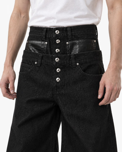 Double Waistband Denim Pants