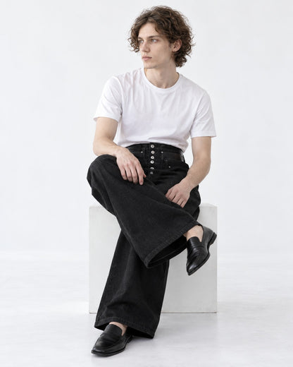 Double Waistband Denim Pants