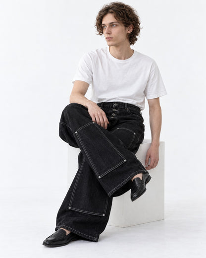 Double Waistband Patchwork Jeans