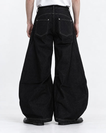 Curved-Panel Wide-Leg Jeans