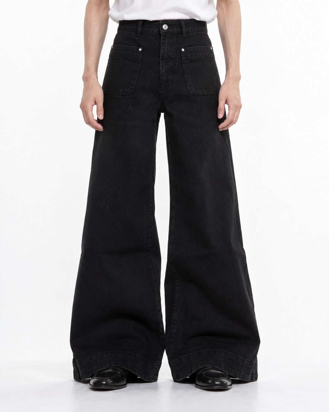 Flared Pants with Pleated Front