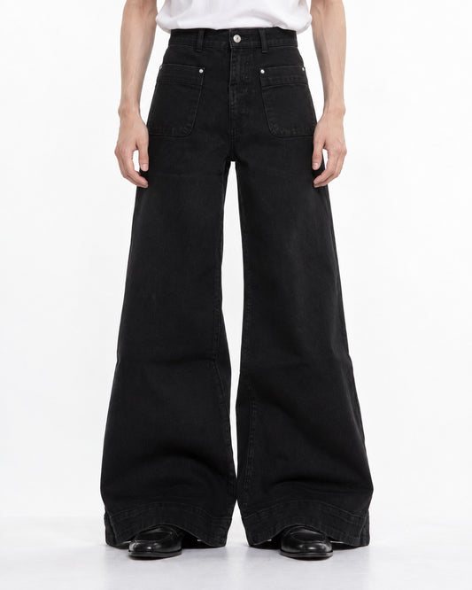Flared Pants with Pleated Front