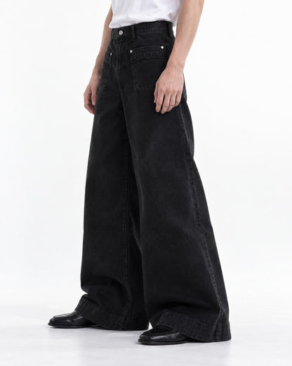 Flared Pants with Pleated Front