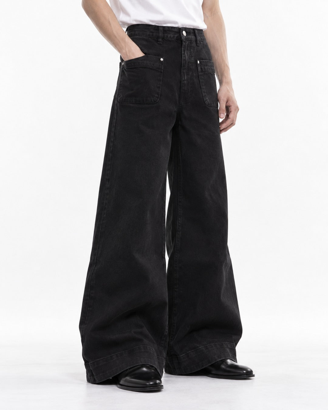 Flared Pants with Pleated Front