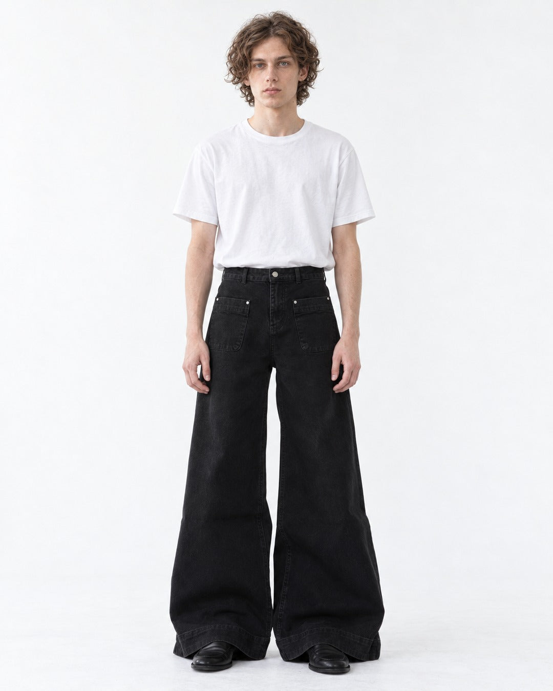 Flared Pants with Pleated Front