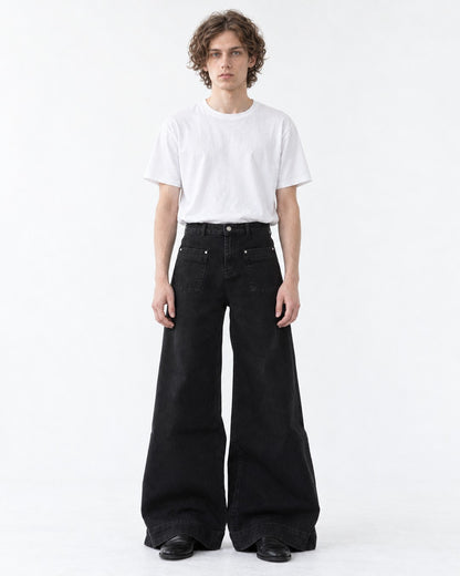 Flared Pants with Pleated Front
