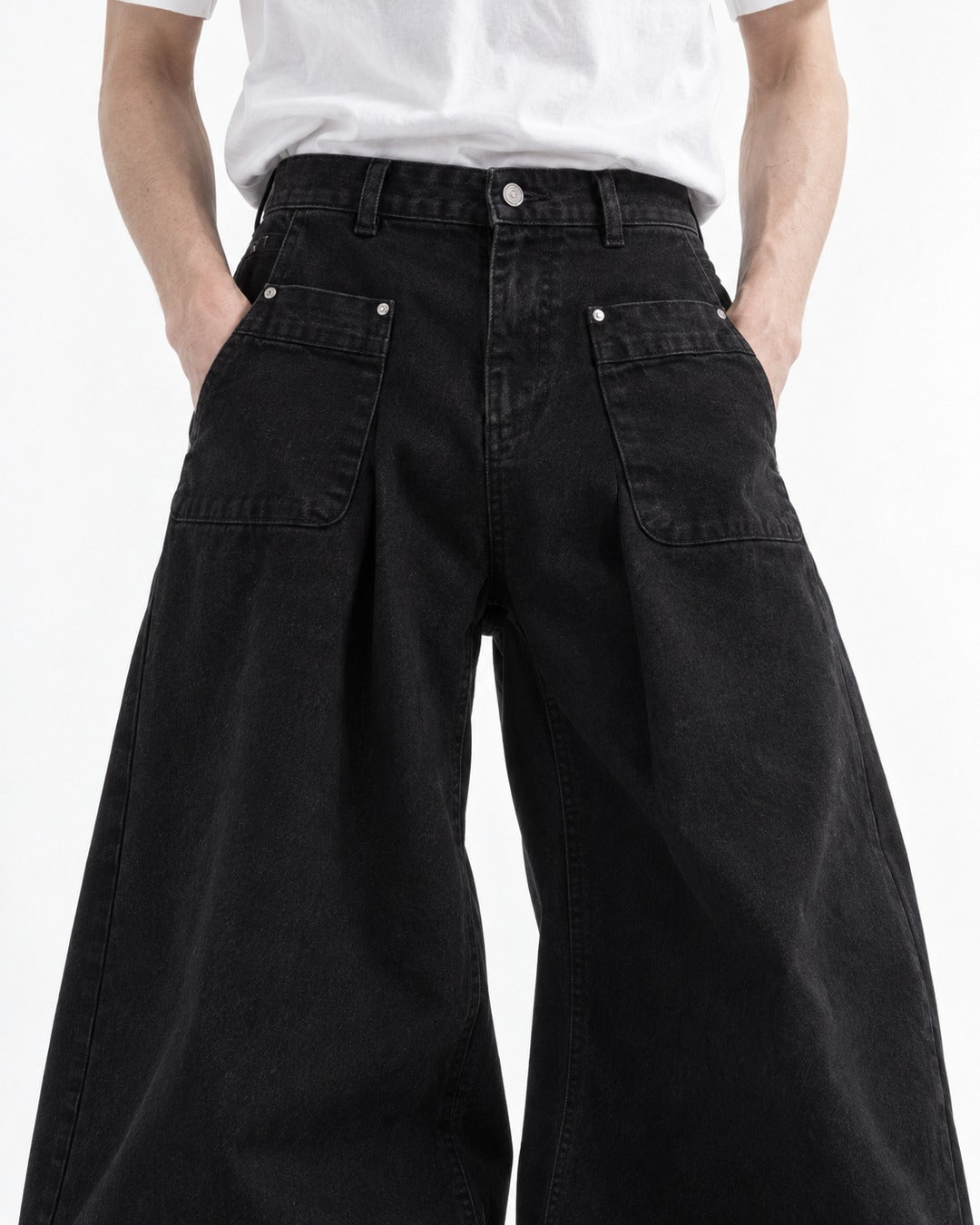 Flared Pants with Pleated Front