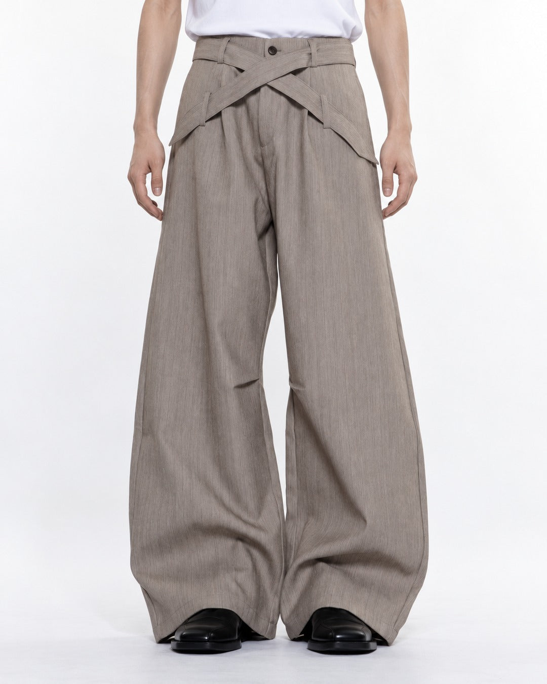 Wrap-Waistband Wide-Leg Pants