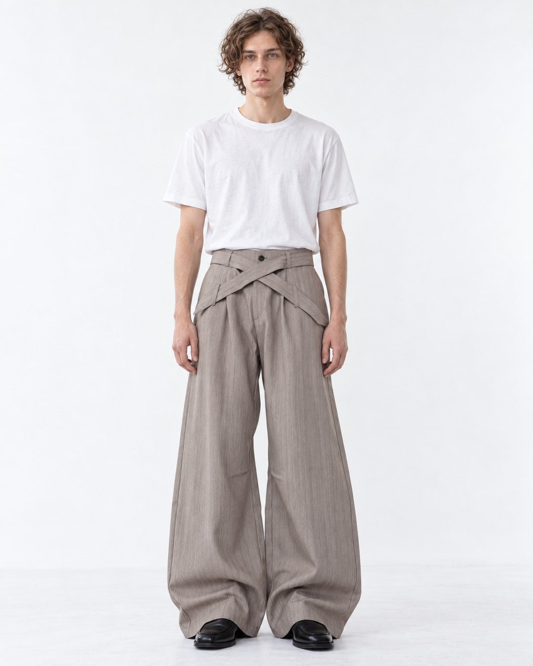 Wrap-Waistband Wide-Leg Pants