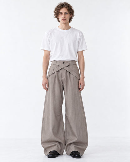 Wrap-Waistband Wide-Leg Pants