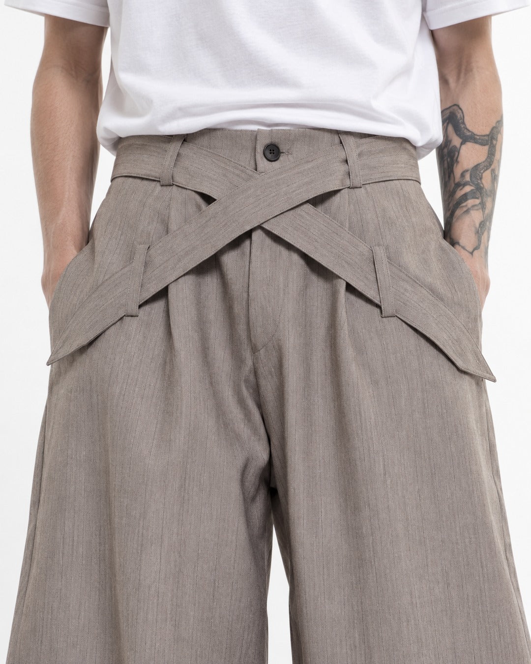 Wrap-Waistband Wide-Leg Pants