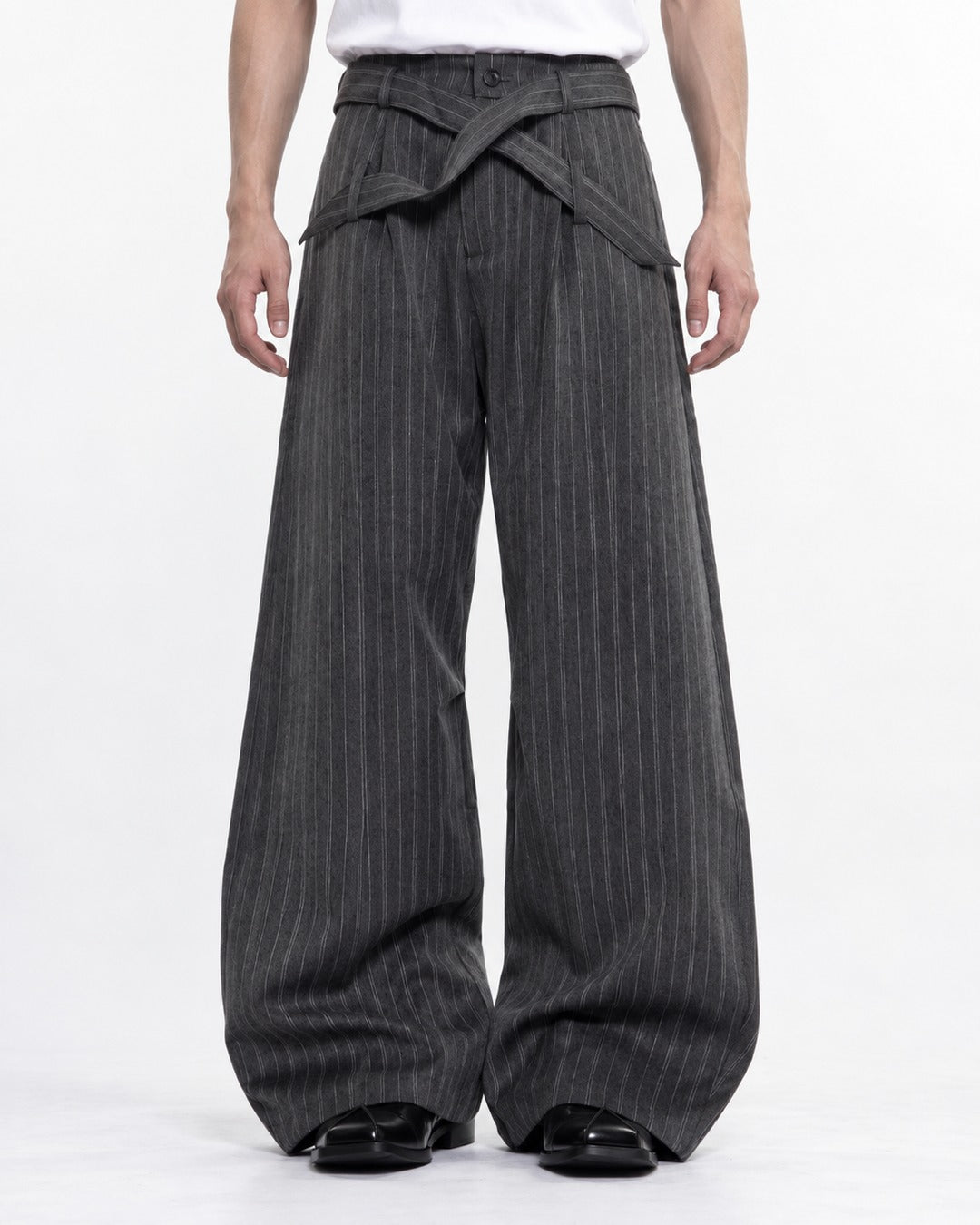 Wrap-Waistband Wide-Leg Pants