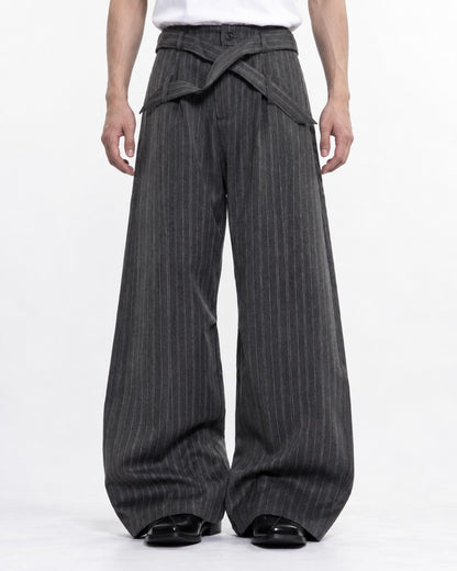 Wrap-Waistband Wide-Leg Pants