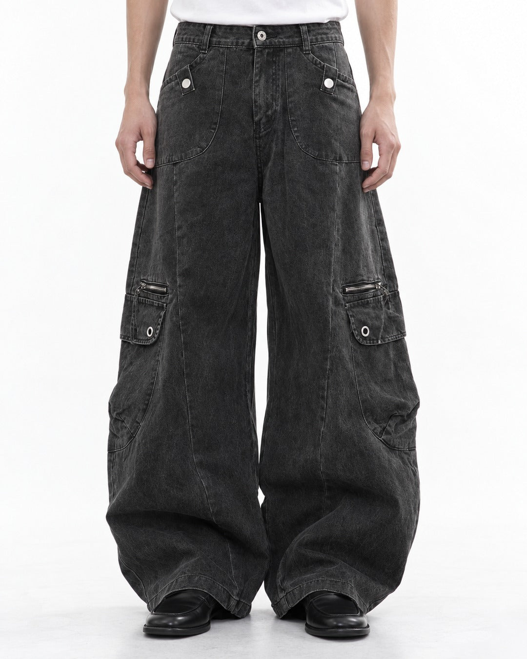 Rivet-Detail Workwear Pants