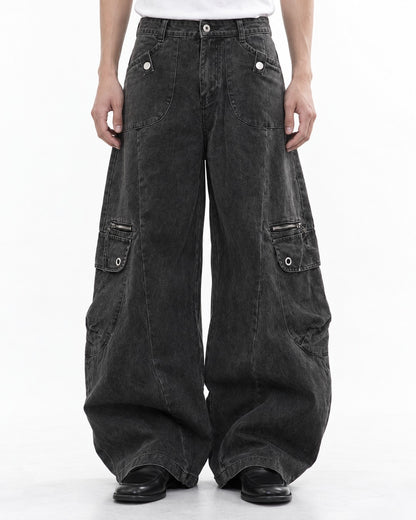 Rivet-Detail Workwear Pants
