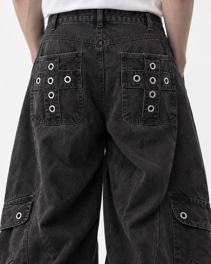 Rivet-Detail Workwear Pants