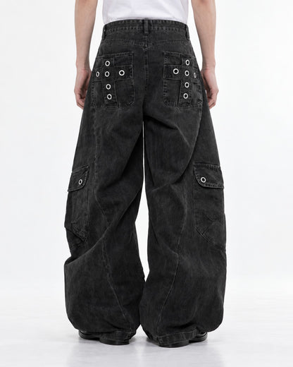 Rivet-Detail Workwear Pants