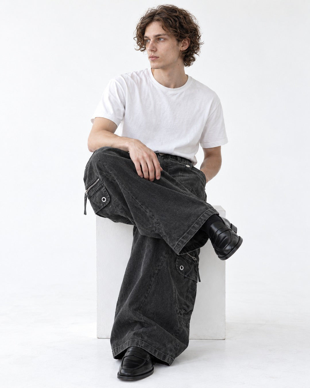 Rivet-Detail Workwear Pants