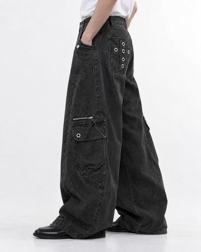 Rivet-Detail Workwear Pants