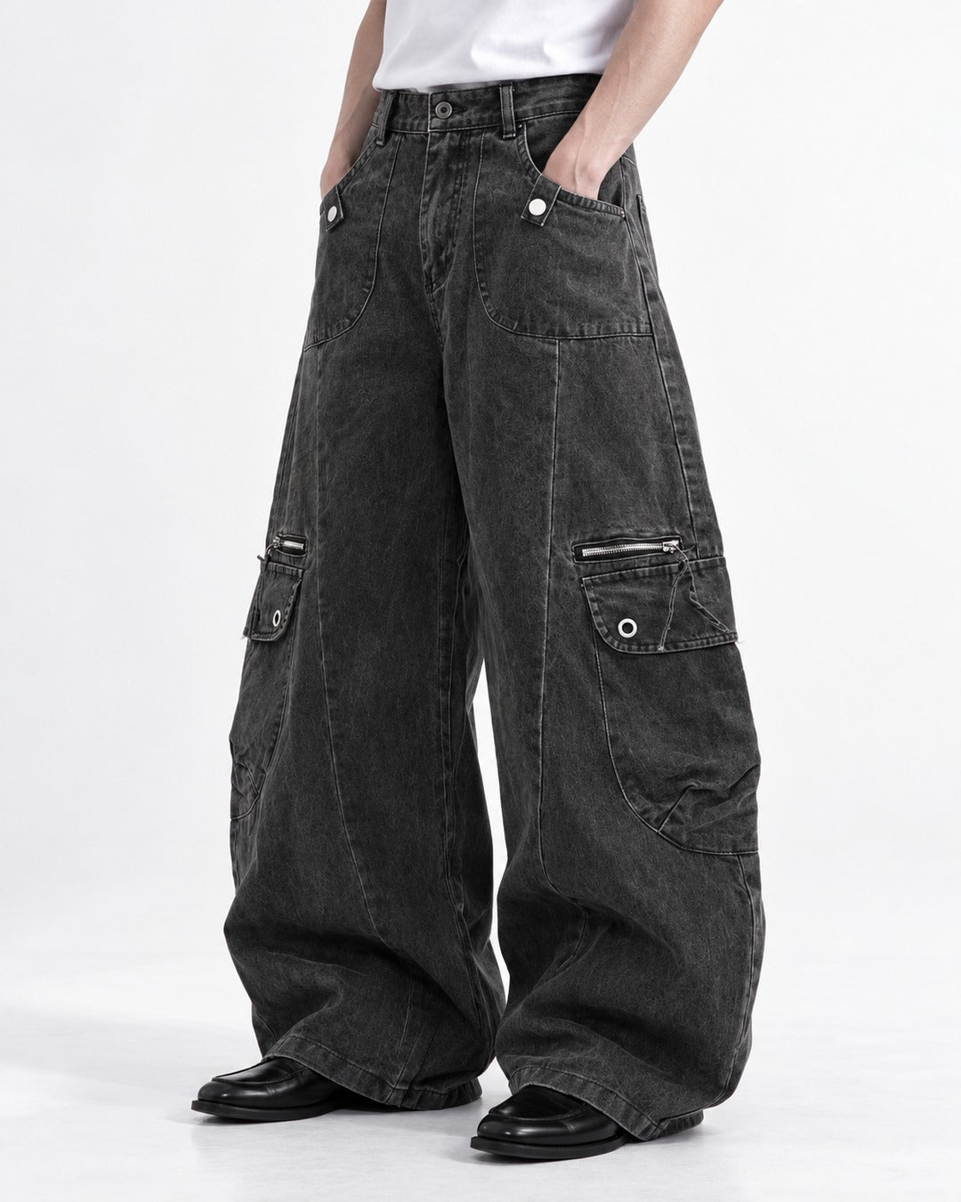Rivet-Detail Workwear Pants