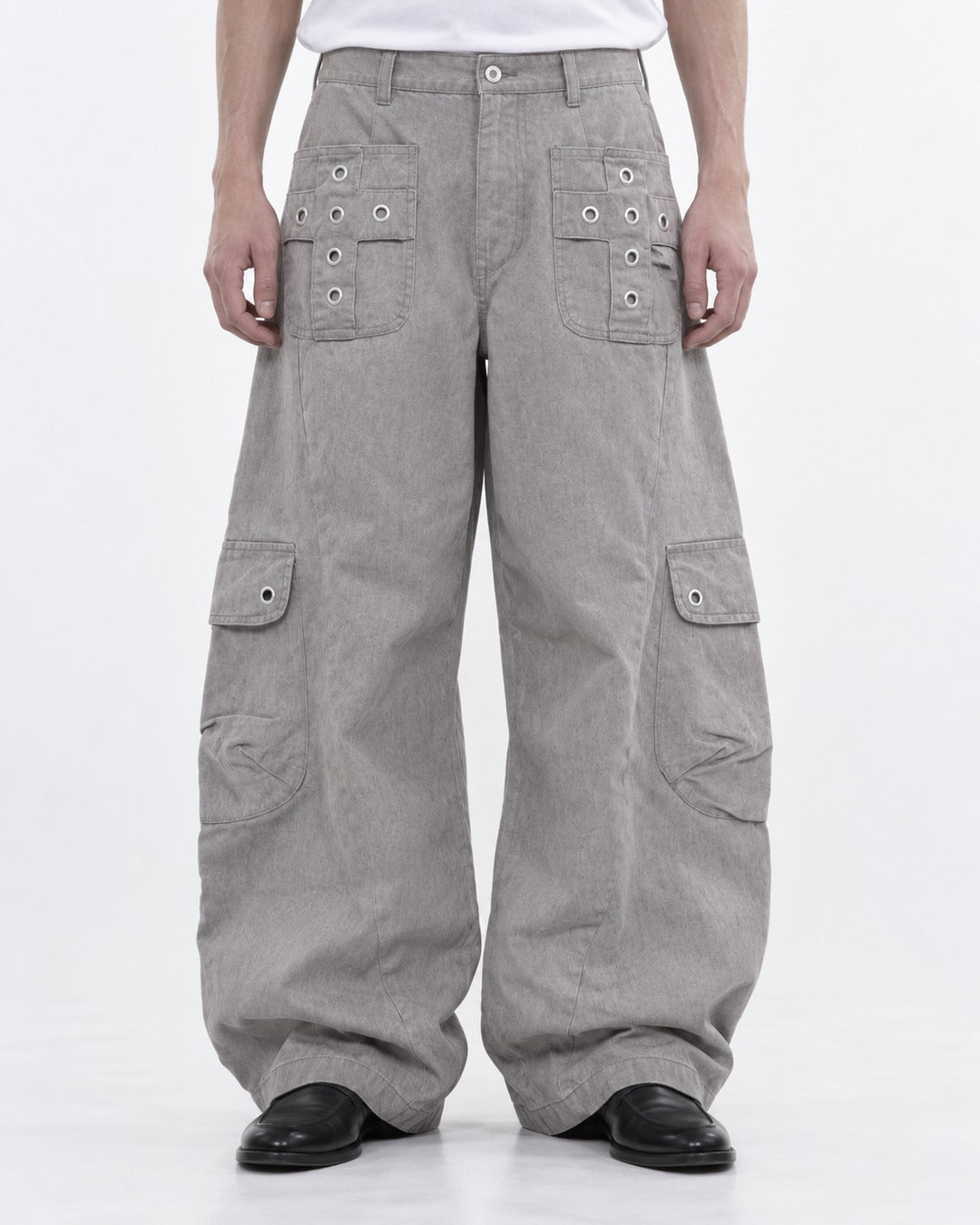 Rivet-Detail Workwear Pants