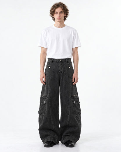 Rivet-Detail Workwear Pants