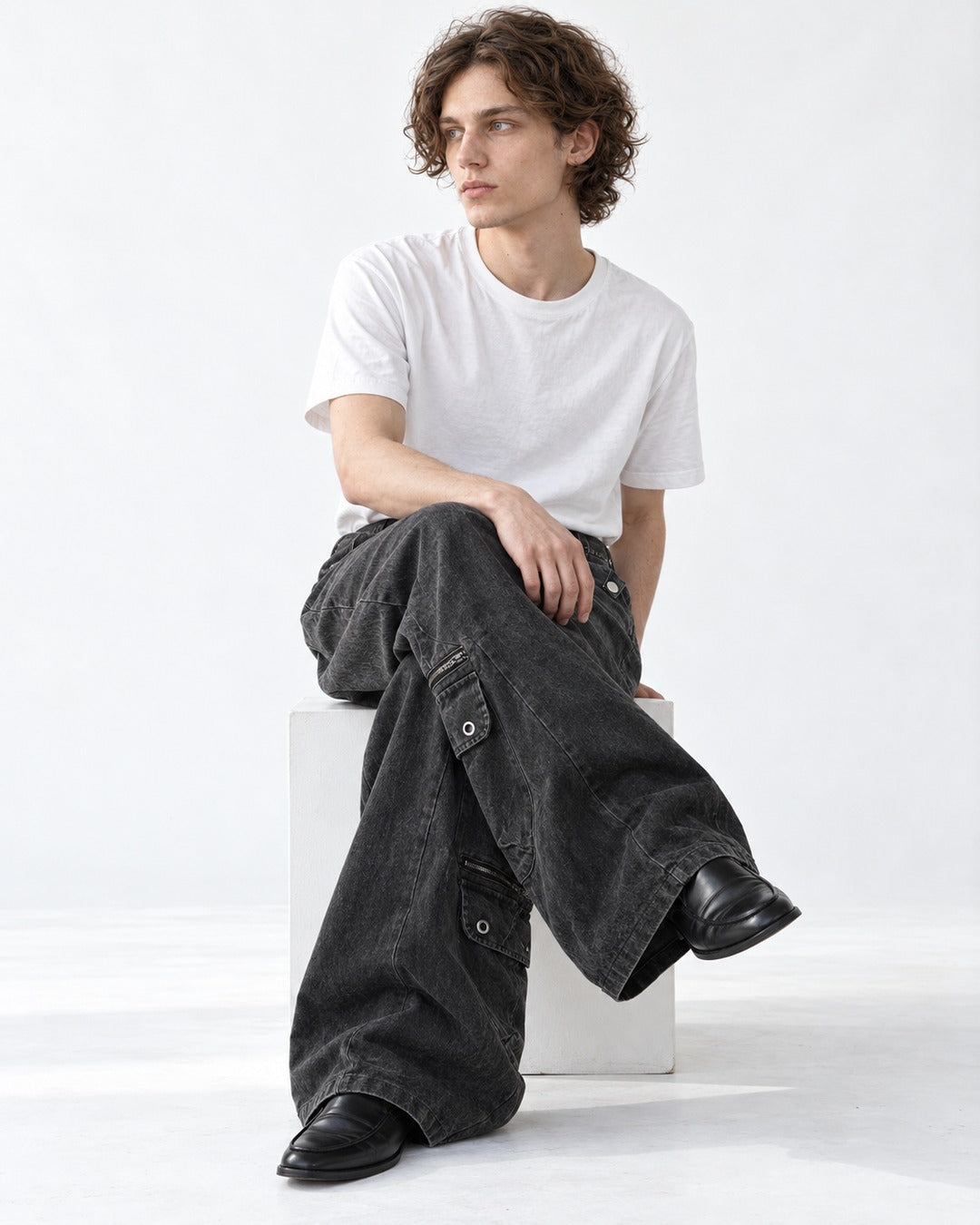 Rivet-Detail Workwear Pants