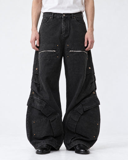 Washed Curved-Seam Pants