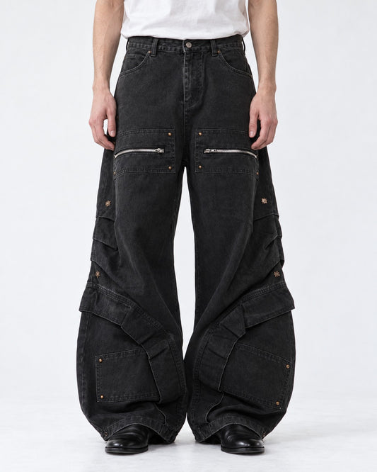 Washed Curved-Seam Pants