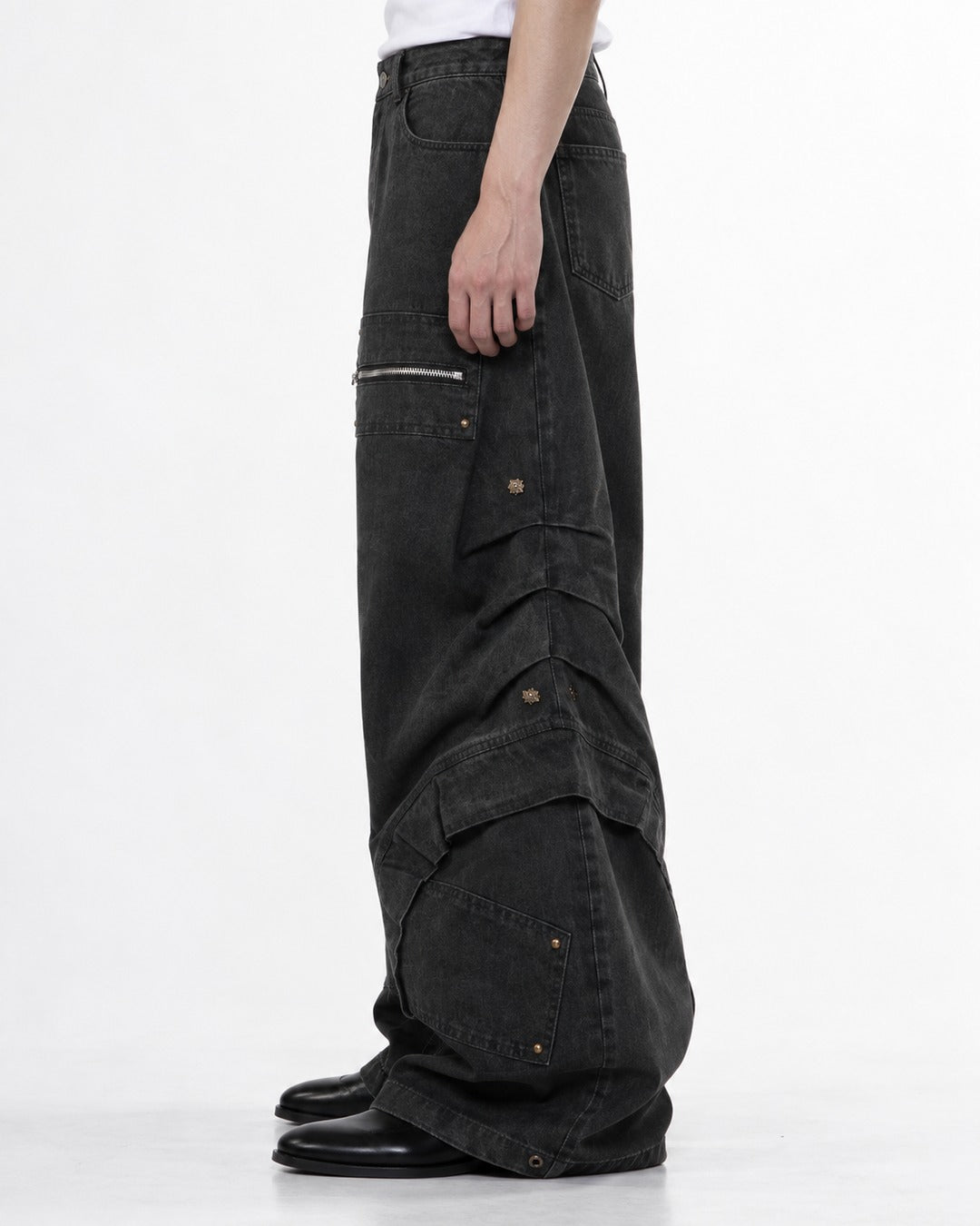Washed Curved-Seam Pants