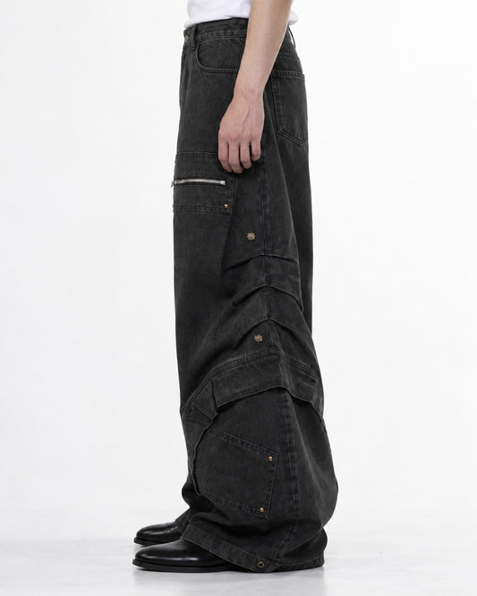 Washed Curved-Seam Pants