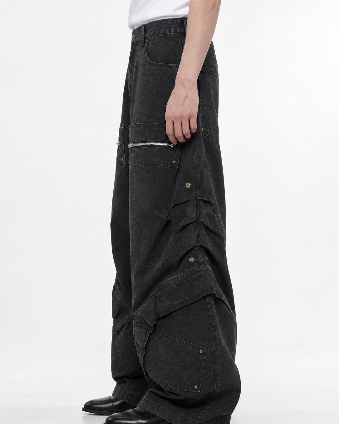 Washed Curved-Seam Pants