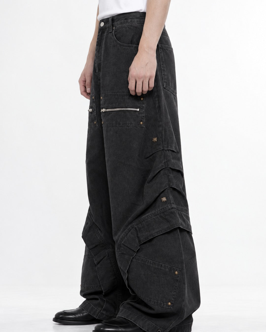 Washed Curved-Seam Pants