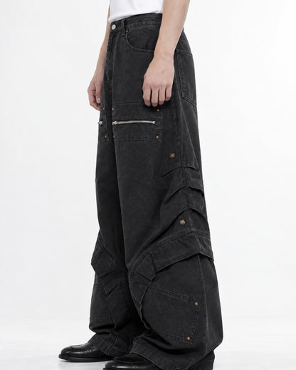 Washed Curved-Seam Pants