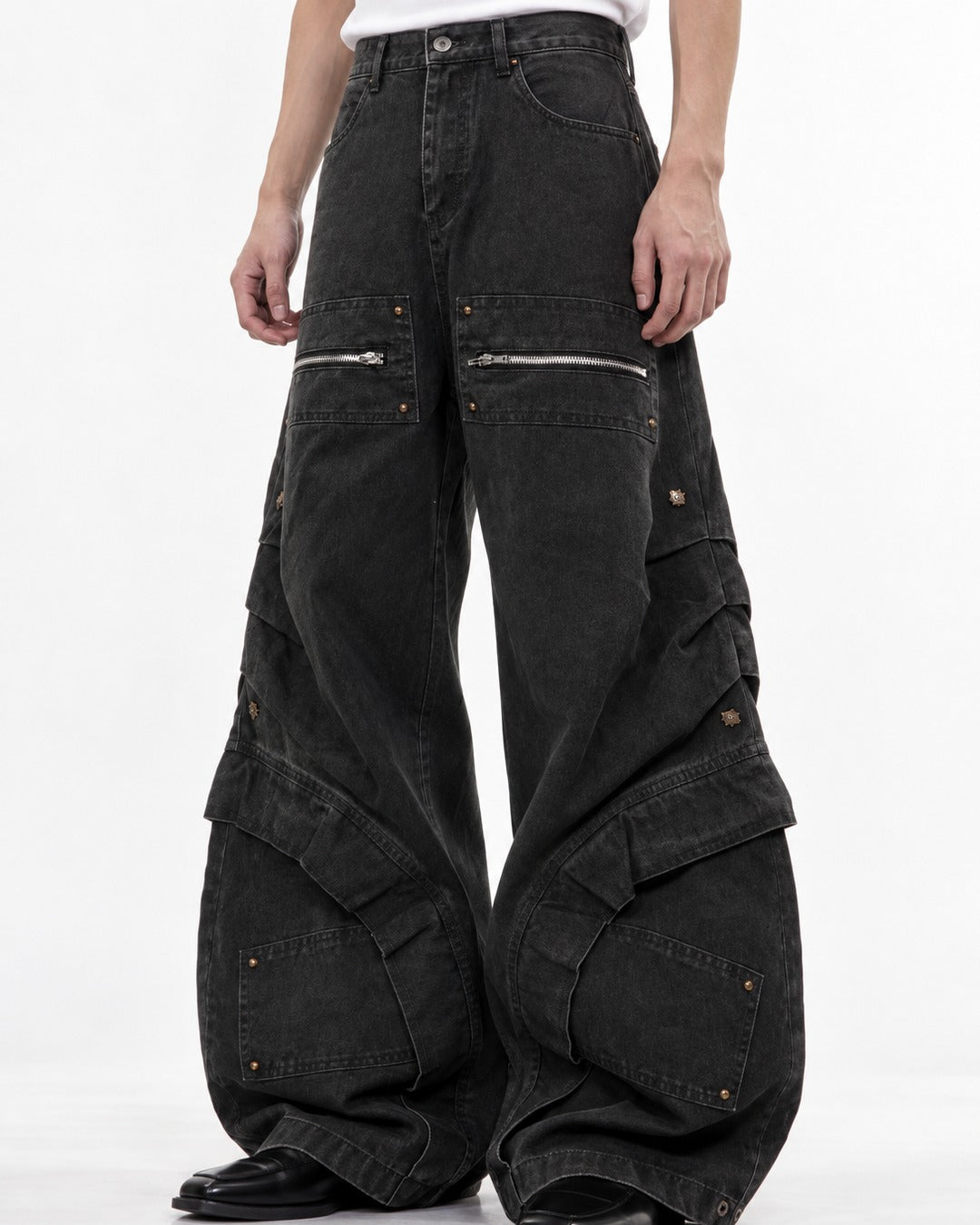 Washed Curved-Seam Pants