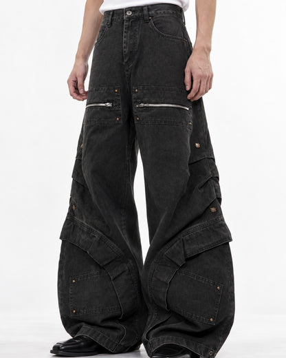 Washed Curved-Seam Pants
