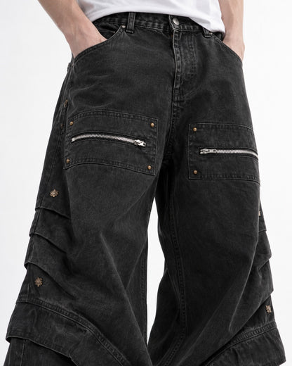 Washed Curved-Seam Pants