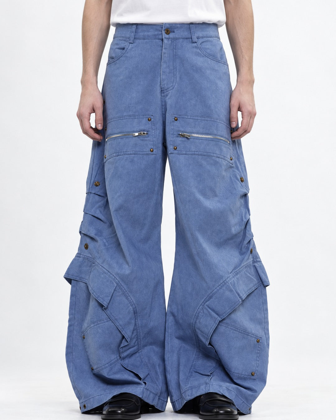 Washed Curved-Seam Pants