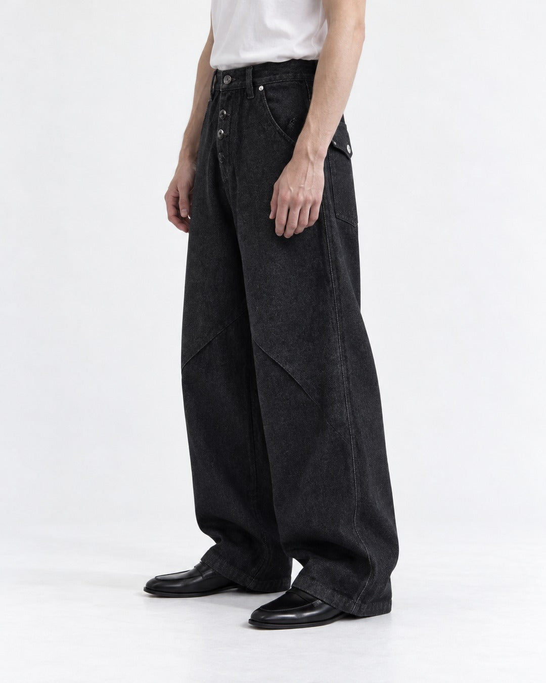 Washed Straight Denim Pants